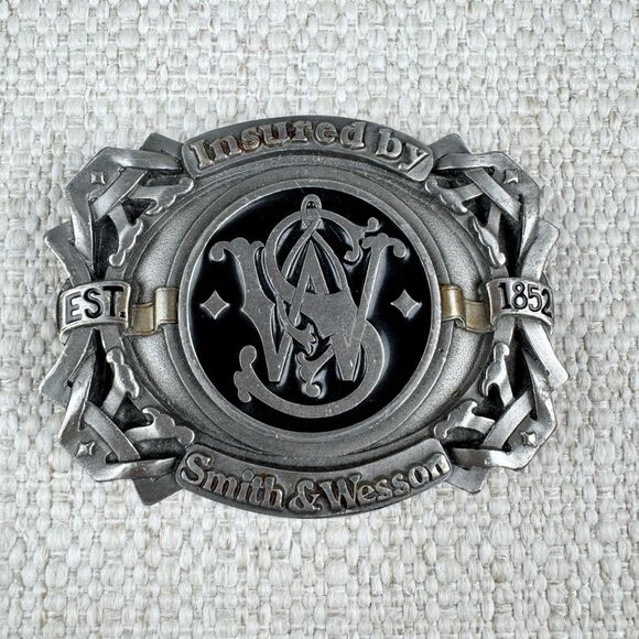 Smith Wesson S&W Vintage Belt Buckle L-300 Gun Handgun Pistol Revolver USA Made - Picture 1 of 8